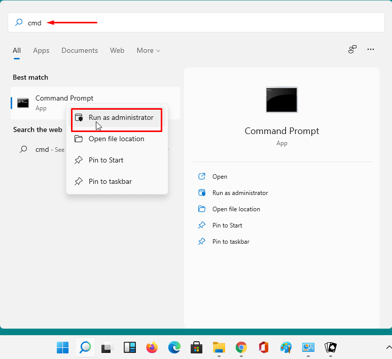 open cmd admin Using the Context menu in Search