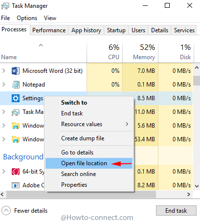open file location taskbar