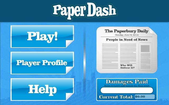 options page Paper Dash Windows 8 App - Play Adventure Game