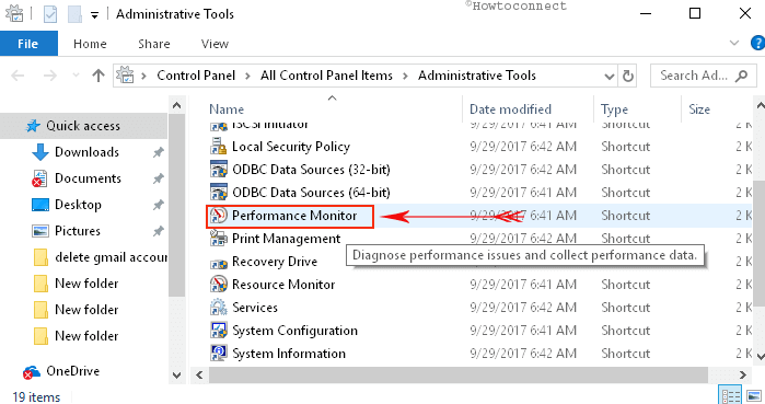 performance monitor icon in Administrative tools