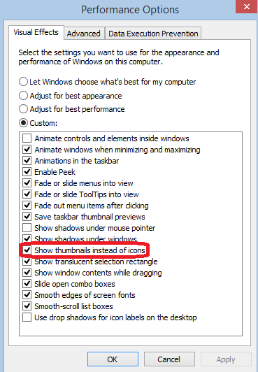 How to Show Thumbnail instead of icons on Windows 10, 8 Desktop