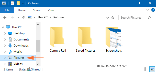 picture folder in Navigation Pane in Windows 10