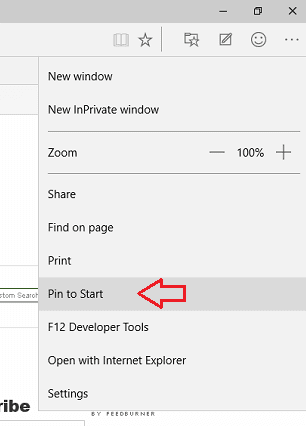 Pin to Start option in Edge browser Pin to Start option to Pin a Website to Windows 10 Start Menu using Edge