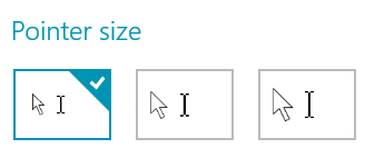 pointer size arrow boxes in mouse option on ease of access category in windows 10