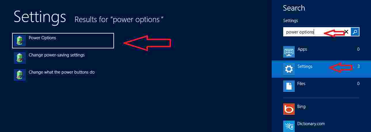 power options in windows 8