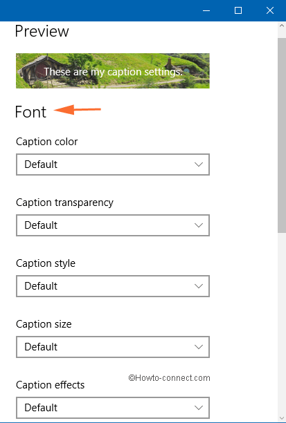 preview caption drop downs on windows 10