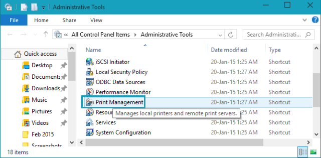 Print Management in Windows 10 in alternative tools
