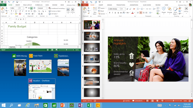 programs snap and suggestions Windows 10 - Start Menu Returns, Task View, Multi Desktop Enter