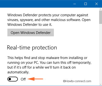real time protection slider off