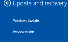 Recovery option Under Update and Recovery in pc settings