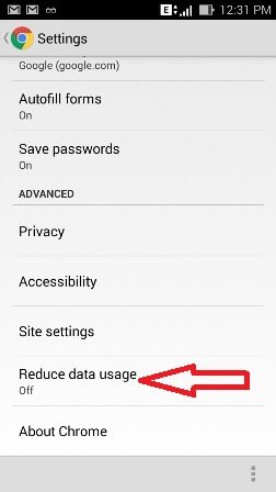 reduce data usage option on android