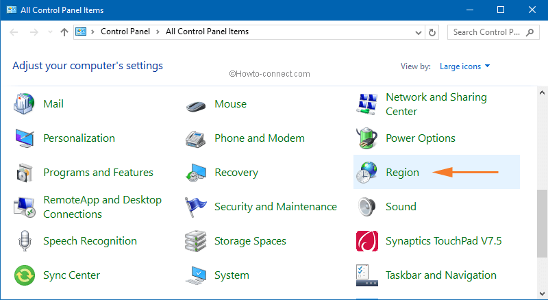 region link on control panel Customize Date and Time Formats on Windows 10