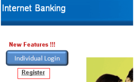 register link in iob login page
