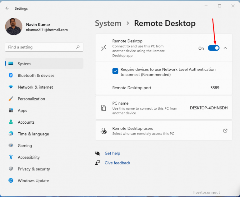 add remote desktop connection windows 11