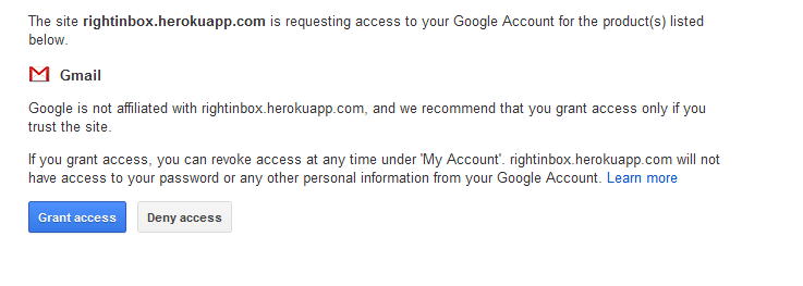 right inbox extension grant access right inbox extension grant access