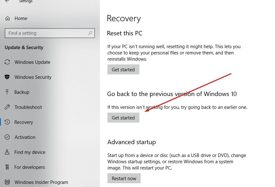 how to set up previous versions windows 10
