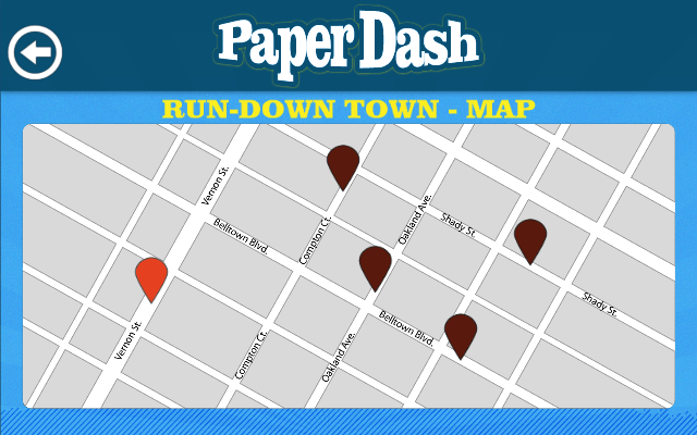 run-down town-map Paper Dash Windows 8 App - Play Adventure Game