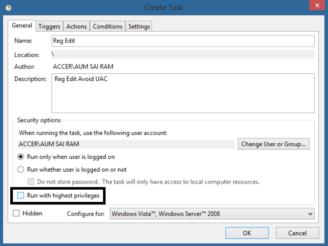 run-with-highest-privilege-check-kbox Prevent UAC Prompt for Certain Programs on Windows 8