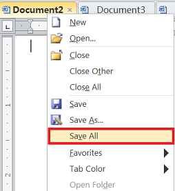 Save running multiple documents at once in Word 2013