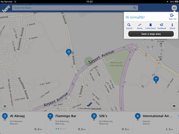 save map area in nokia maps app