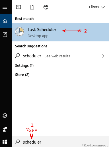 schedule tasks written in search box below start menu in windows 10