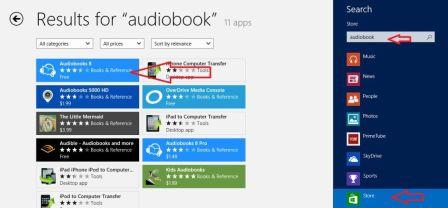 search audiobooks 8 app on windows 8 store