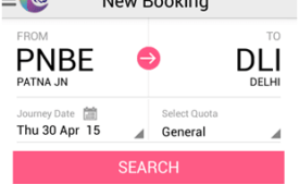 search button on new booking page