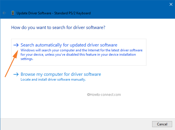 search automatically for updated driver software