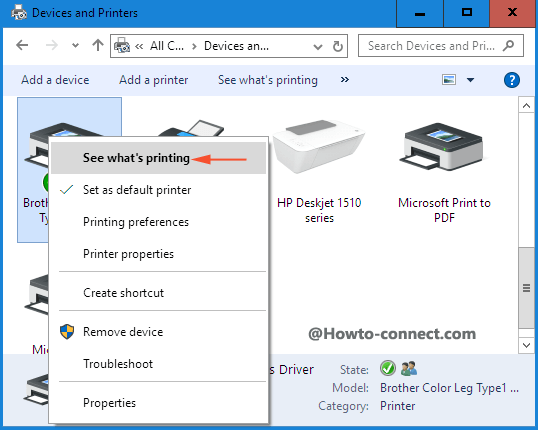 see what is printing option on right click context menu of printer