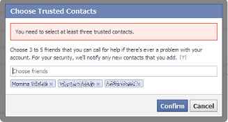 select trusted contacts on facebook