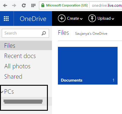 select your PC on onedrive select your PC on onedrive
