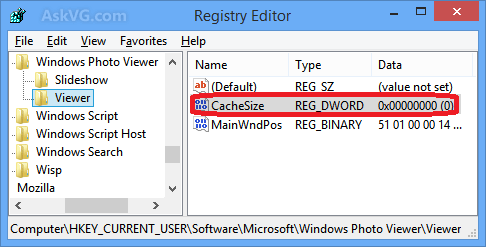 set cache size value Windows Photo Viewer Opens Very Slowly While Loading Images Fix