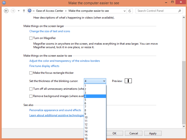 Decrease Cursor Thickness on Windows 8