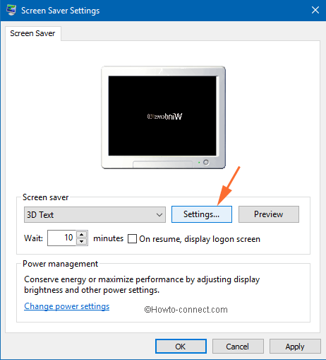 settings button on screen window
