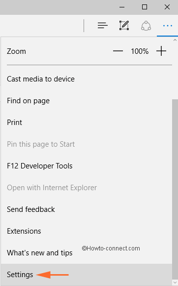 settings menu on the more actions