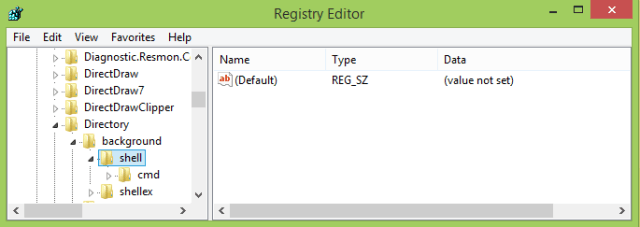 shell option in registry editor Include an Application to Context Menu on Windows 8