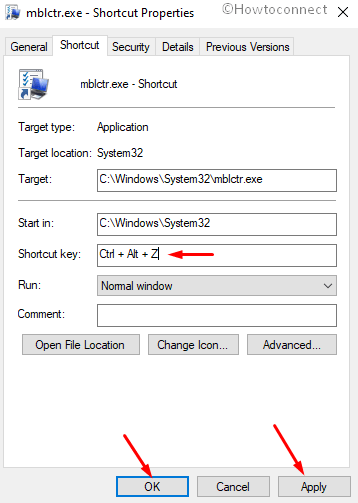 shortcut key Windows 10 Mobility Center