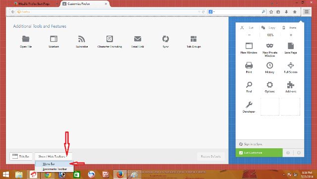 show hide toolbar 5 Tips to Bring Back Menu Bar on Firefox