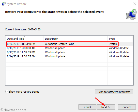show more restore points