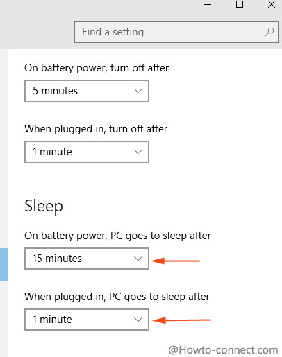 sleep on battery power pc goes to sleep after and when plugged in goes to sleep after