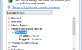 slide show settings option on power option popup