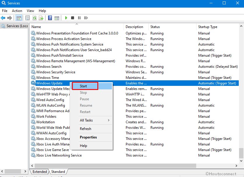 start windows update service