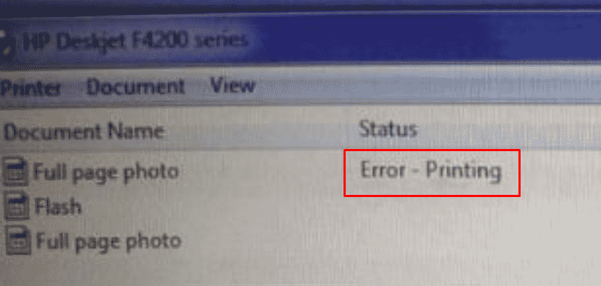 status error – printing