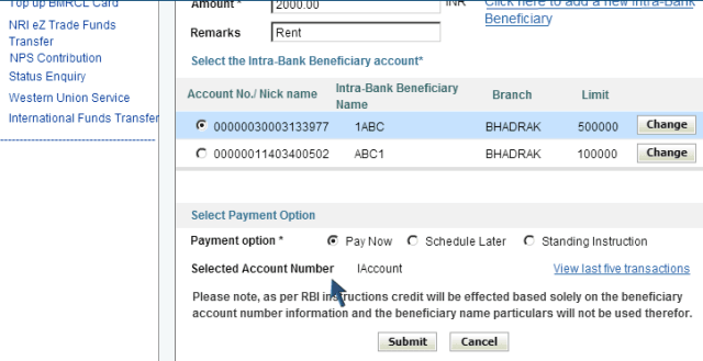 submit to transfer amount How to Pay Money to SBI Account of Others Using NetBanking