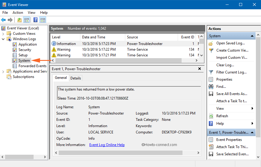 system logs in event viewer