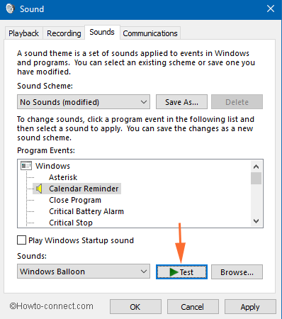 test-button to examine sound scheme on windows 10 test-button to examine sound scheme on windows 10