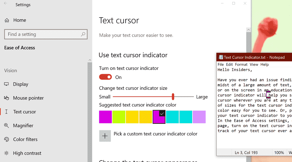 text cursor indicator
