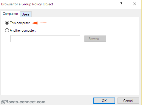this computer on browse for a group policy object