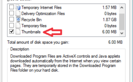 thumbnails checkbox in disk cleaanup wizard