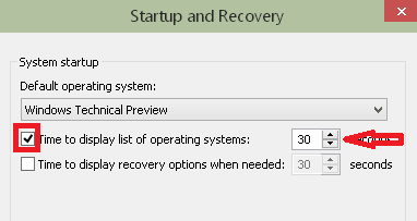 time to display the list of operating system option